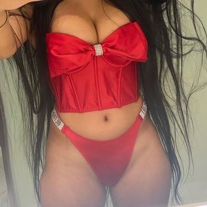 Dream angel cupped bow bra & matching panty set Worn only for photoshoot purpose